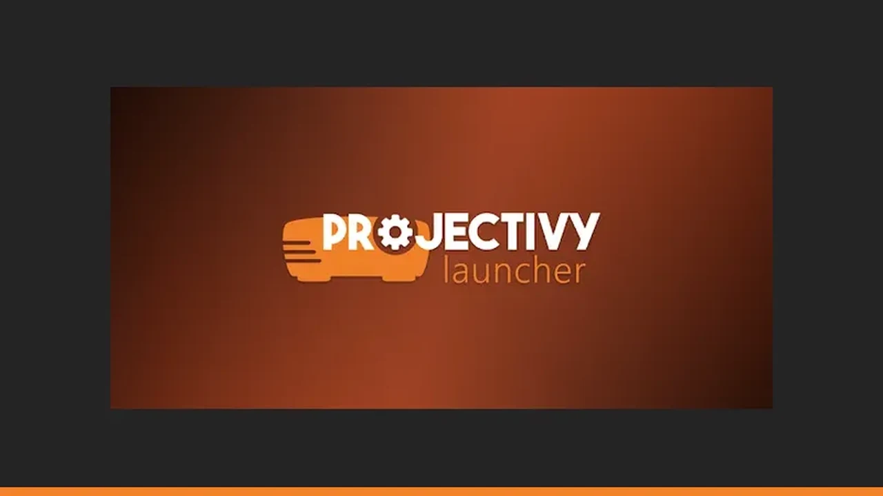 Projectivy Launcher splash screen with large clear branding for accessible viewing
