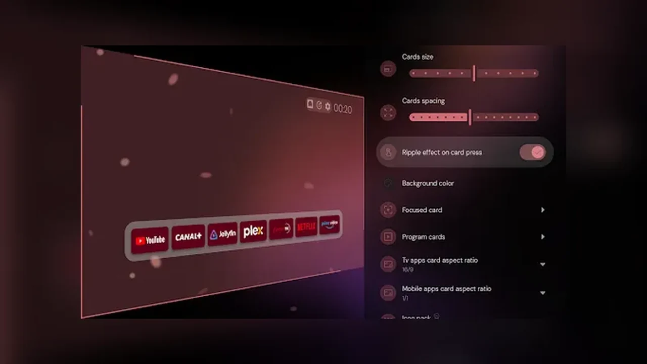 Projectivy Launcher settings panel where layout backups are made and restored
