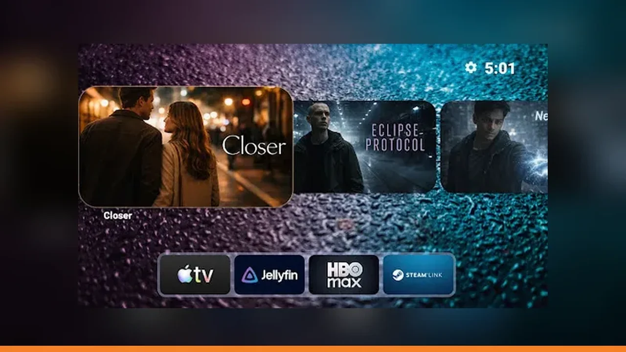 Projectivy Launcher channel rows ready for a movie night on a TV home screen